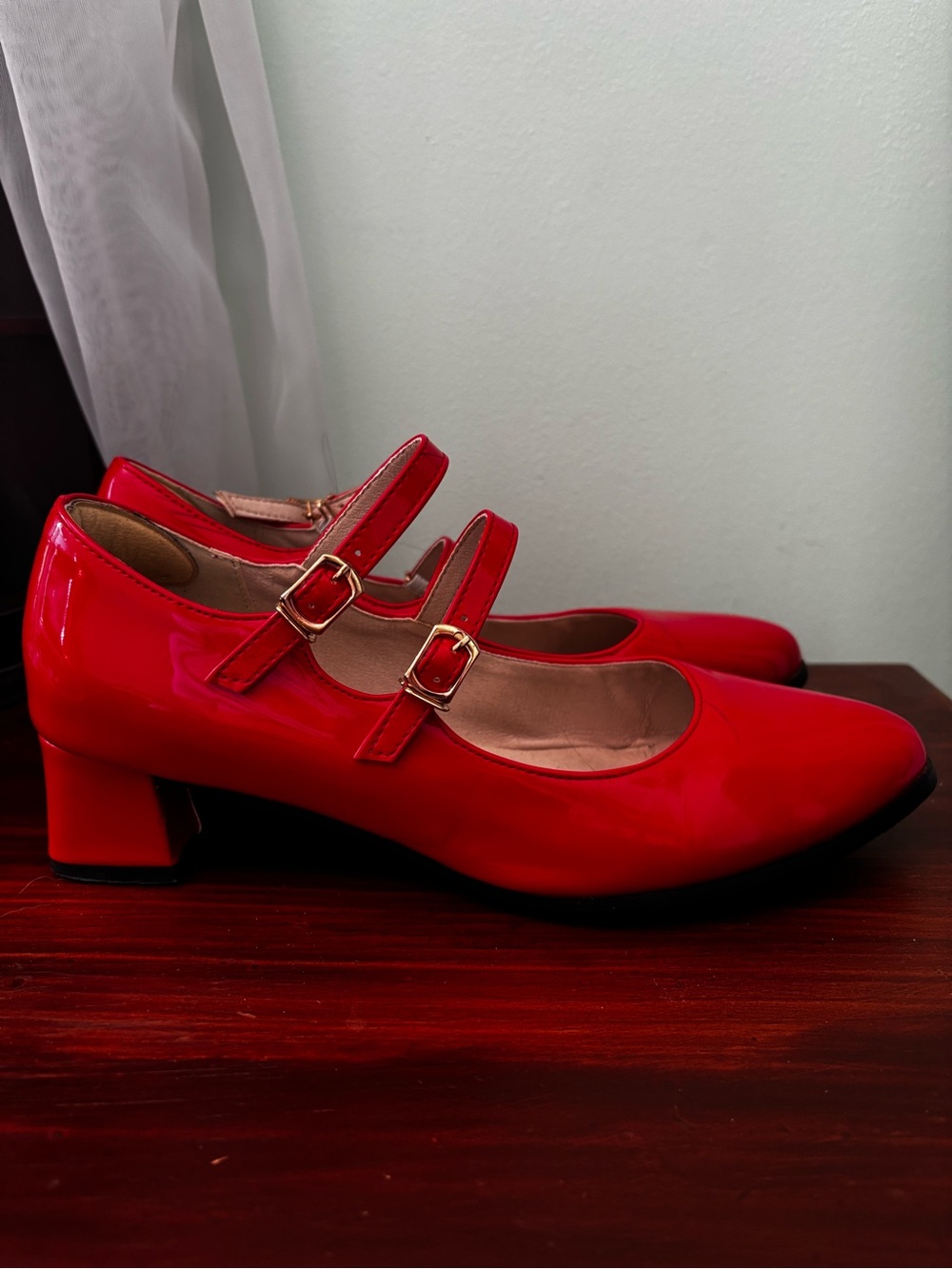 Red Mary Jane Heels - Patent Finish